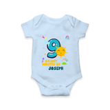 Mark Your BabyÕs 9-Month Celebration With Our Customized Baby Romper, Made For Joyful Celebrations - BABY BLUE - 0 - 3 Months Old (Chest 16")