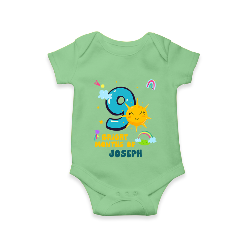 Mark Your BabyÕs 9-Month Celebration With Our Customized Baby Romper, Made For Joyful Celebrations - GREEN - 0 - 3 Months Old (Chest 16")