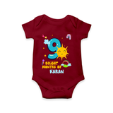 Celebrate The 9th Month Birthday Custom Romper, Personalized with your Little one's name - MAROON - 0 - 3 Months Old (Chest 16")