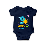 9th Month Baby Outfit | Personalized Romper/Onesie for Newborn | Milestone Gift Idea - NAVY BLUE - New Born (Chest 14")