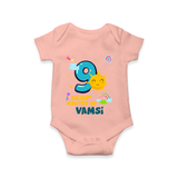 Celebrate The 9th Month Birthday Custom Romper, Personalized with your Little one's name - PEACH - 0 - 3 Months Old (Chest 16")