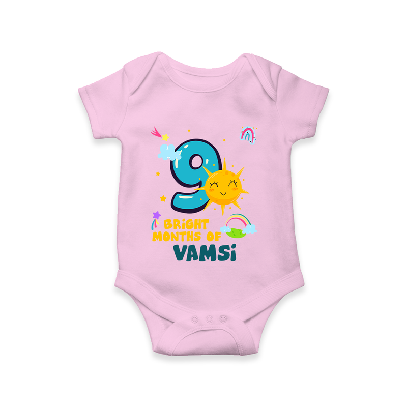 Celebrate The 9th Month Birthday Custom Romper, Personalized with your Little one's name - PINK - 0 - 3 Months Old (Chest 16")