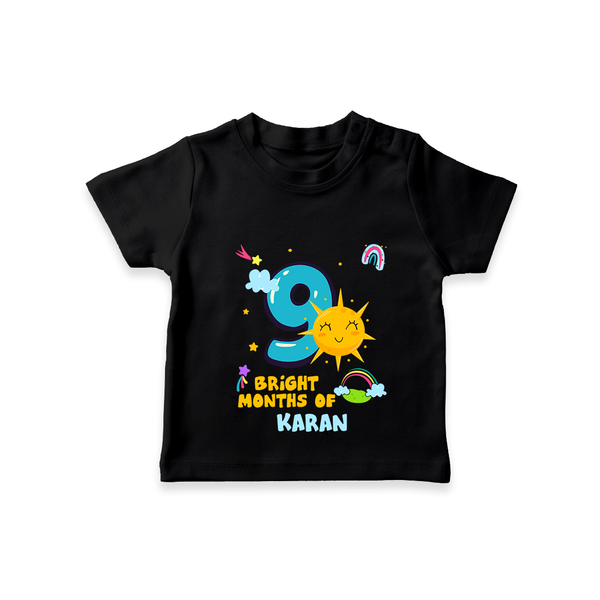Celebrate The 9th Month Birthday with Personalized T-Shirt - BLACK - 0 - 5 Months Old (Chest 17")
