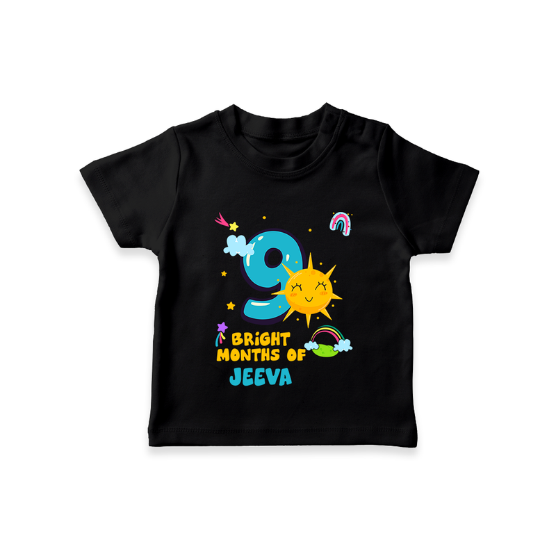 9th Month Baby Outfit | Personalized T-Shirt for Newborn | Milestone Gift Idea - BLACK - 0-5 Months Old (Chest 17")
