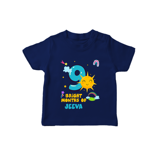 9th Month Baby Outfit | Personalized T-Shirt for Newborn | Milestone Gift Idea - NAVY BLUE - 0-5 Months Old (Chest 17")