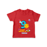 Celebrate The 9th Month Birthday with Personalized T-Shirt - RED - 0 - 5 Months Old (Chest 17")