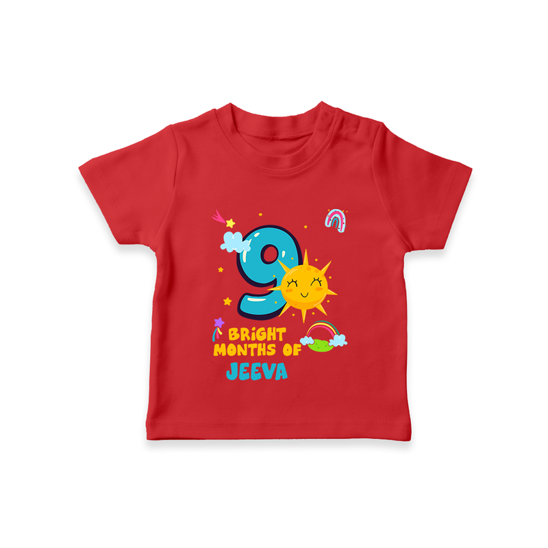 9th Month Baby Outfit | Personalized T-Shirt for Newborn | Milestone Gift Idea - RED - 0-5 Months Old (Chest 17")