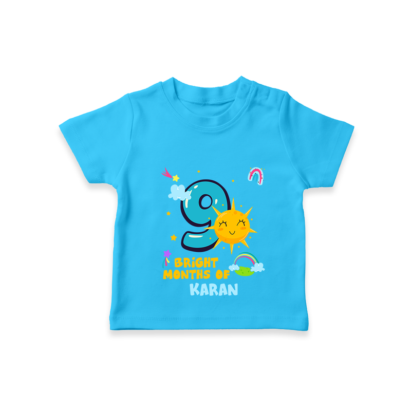 Celebrate The 9th Month Birthday with Personalized T-Shirt - SKY BLUE - 0 - 5 Months Old (Chest 17")