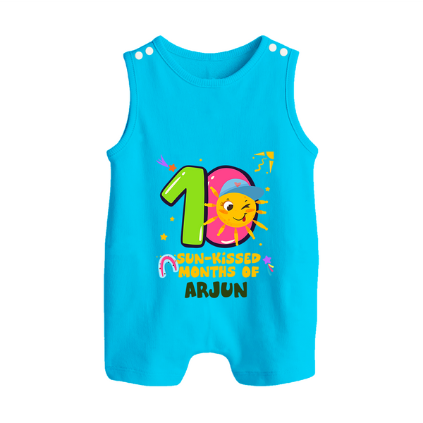 10th Month Baby Outfit | Personalized Romper Suit/ Sleeveless Romper for Newborn | Milestone Gift Idea - SKY BLUE - 0 - 5 Months Old (Chest 18")