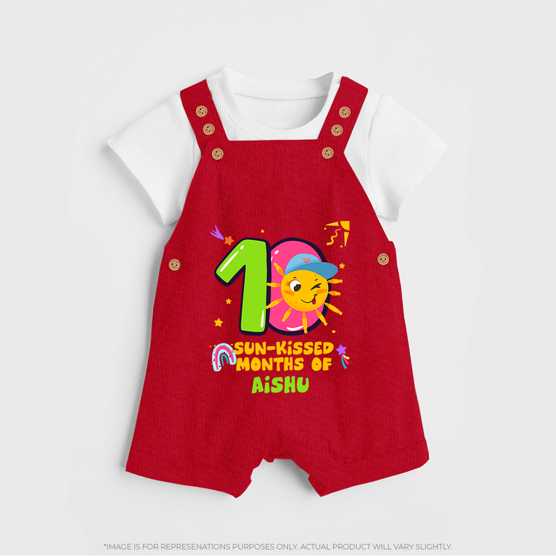 Mark Your BabyÕs 10-Month Celebration With Our Customized Baby Dungaree Set, Made For Joyful Celebrations - RED - 0 - 5 Months Old (Chest 18")