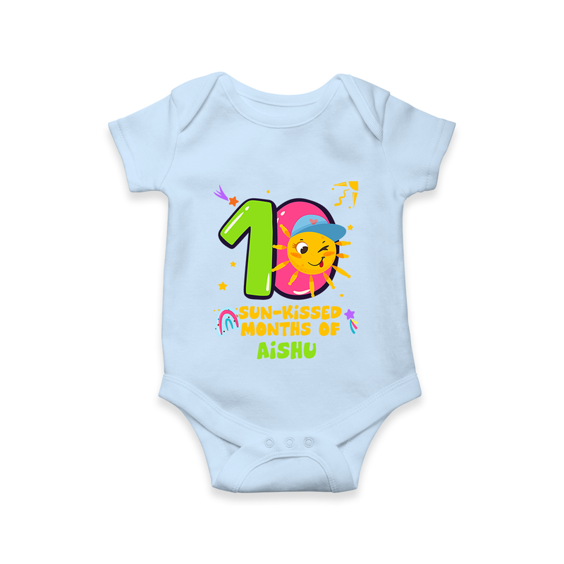 Mark Your BabyÕs 10-Month Celebration With Our Customized Baby Romper, Made For Joyful Celebrations - BABY BLUE - 0 - 3 Months Old (Chest 16")