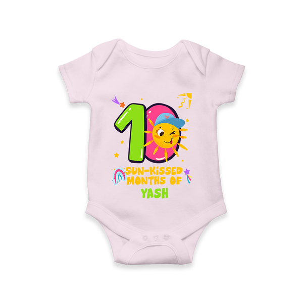 Celebrate The 10th Month Birthday Custom Romper, Personalized with your Little one's name - BABY PINK - 0 - 3 Months Old (Chest 16")