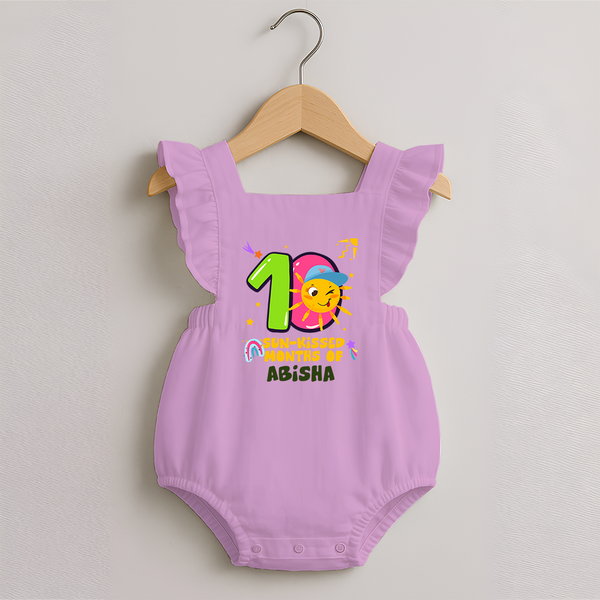 10th Month Baby Outfit | Personalized Romper Frock for Newborn | Milestone Gift Idea - BABY PINK - 0 - 3 Months Old (Chest 19")