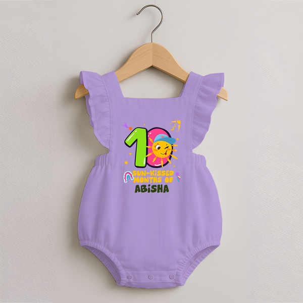 10th Month Baby Outfit | Personalized Romper Frock for Newborn | Milestone Gift Idea - LILAC - 0 - 3 Months Old (Chest 19")