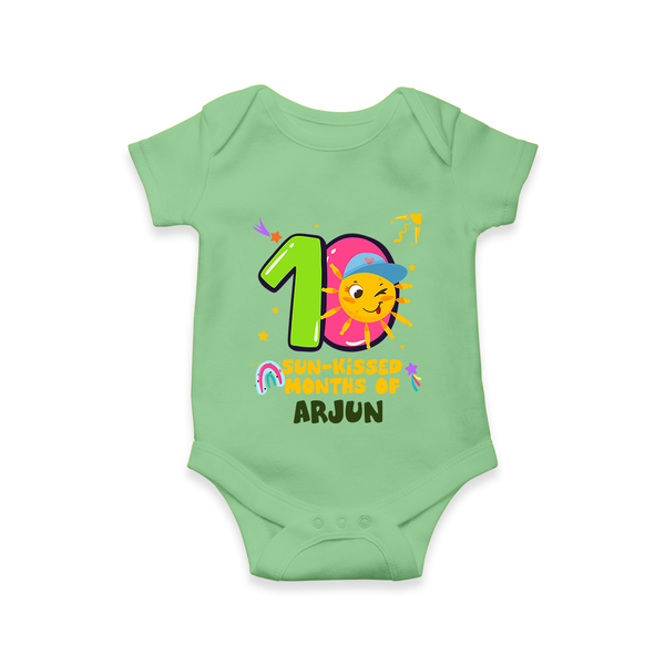 10 Month Baby Outfit | Personalized Romper/Onesie for Newborn | Milestone Gift Idea - GREEN - New Born (Chest 14")
