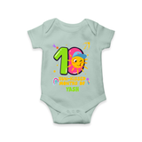 Celebrate The 10th Month Birthday Custom Romper, Personalized with your Little one's name - MINT GREEN - 0 - 3 Months Old (Chest 16")