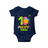 Celebrate The 10th Month Birthday Custom Romper, Personalized with your Little one's name - NAVY BLUE - 0 - 3 Months Old (Chest 16")