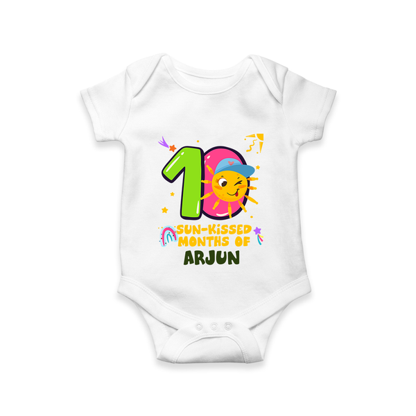 10 Month Baby Outfit | Personalized Romper/Onesie for Newborn | Milestone Gift Idea - WHITE - New Born (Chest 14")