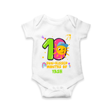 Celebrate The 10th Month Birthday Custom Romper, Personalized with your Little one's name - WHITE - 0 - 3 Months Old (Chest 16")
