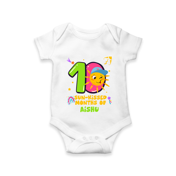 Mark Your BabyÕs 10-Month Celebration With Our Customized Baby Romper, Made For Joyful Celebrations - WHITE - 0 - 3 Months Old (Chest 16")