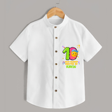 Celebrate The 10th Month Birthday Custom Shirt, Personalized with your Little one's name - WHITE - 0 - 6 Months Old (Chest 21")