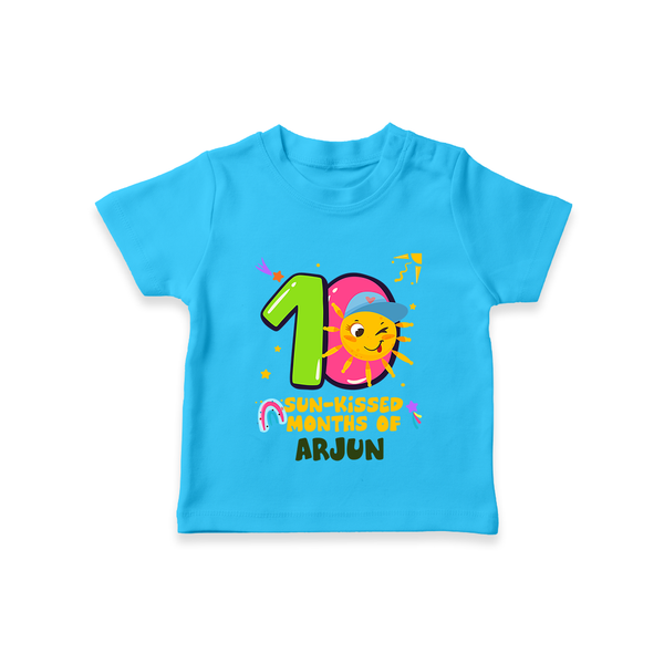 10th Month Baby Outfit | Personalized T-Shirt for Newborn | Milestone Gift Idea - SKY BLUE - 0-5 Months Old (Chest 17")