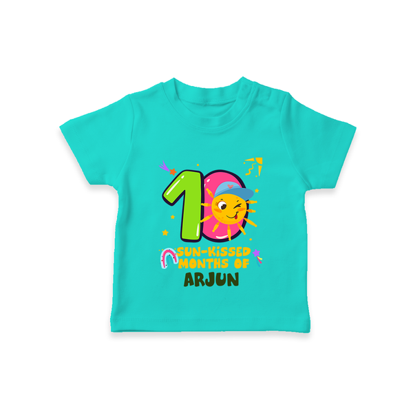 10th Month Baby Outfit | Personalized T-Shirt for Newborn | Milestone Gift Idea - TEAL - 0-5 Months Old (Chest 17")