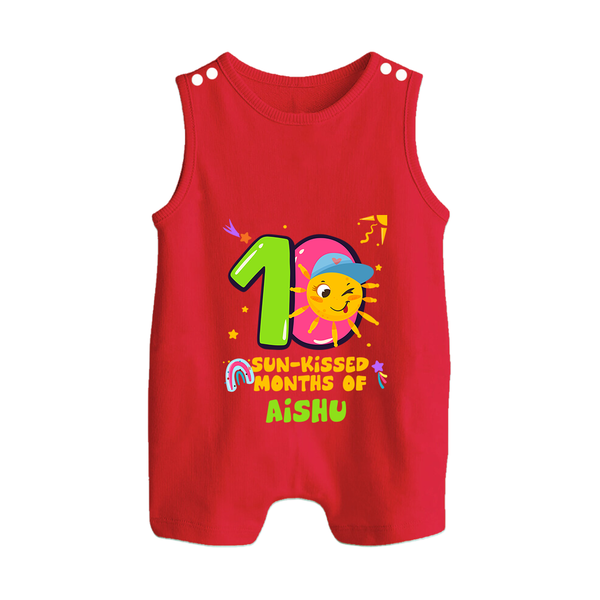 10th Month Baby Outfit | Personalized Romper Suit/ Sleeveless Romper for Newborn | Milestone Gift Idea - RED - 0 - 5 Months Old (Chest 18")