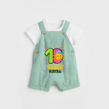 Celebrate The 10th Month Birthday Custom Dungaree set, Personalized with your Baby's name - LIGHT GREEN - 0 - 5 Months Old (Chest 17")