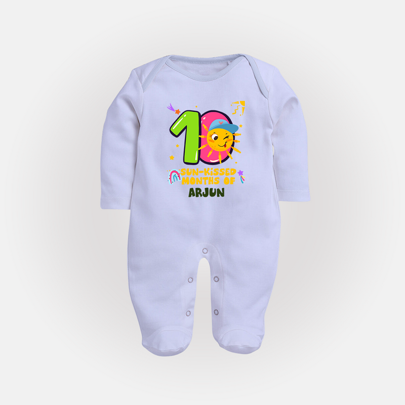 Mark Your BabyÕs 10-Month Celebration With Our Customized Baby Sleep Suit, Made For Joyful Celebrations - BABY BLUE - New Born (Chest 7.5")