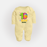 Mark Your BabyÕs 10-Month Celebration With Our Customized Baby Sleep Suit, Made For Joyful Celebrations - PASTEL YELLOW - New Born (Chest 7.5")