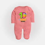 Mark Your BabyÕs 10-Month Celebration With Our Customized Baby Sleep Suit, Made For Joyful Celebrations - PEACH - New Born (Chest 7.5")