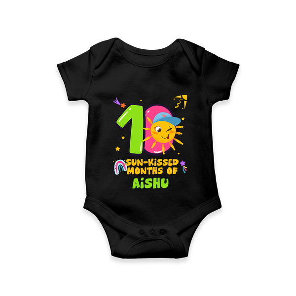 10 Month Baby Outfit | Personalized Romper/Onesie for Newborn | Milestone Gift Idea - BLACK - New Born (Chest 14")