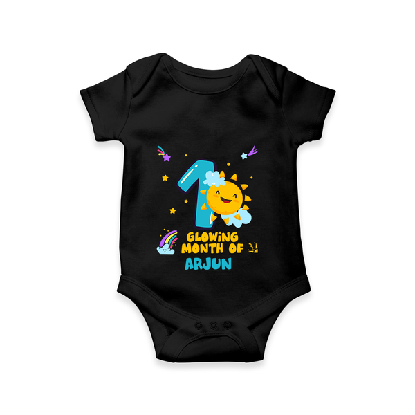 Celebrate The 10th Month Birthday Custom Romper, Personalized with your Little one's name - BLACK - 0 - 3 Months Old (Chest 16")
