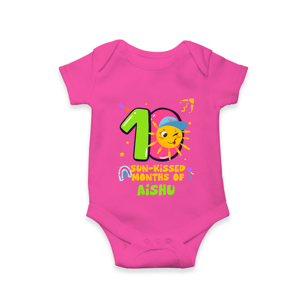 10 Month Baby Outfit | Personalized Romper/Onesie for Newborn | Milestone Gift Idea - HOT PINK - New Born (Chest 14")