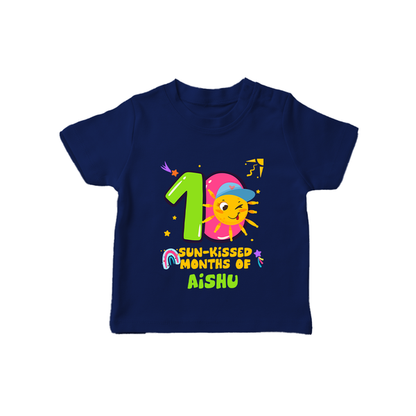 10th Month Baby Outfit | Personalized T-Shirt for Newborn | Milestone Gift Idea - NAVY BLUE - 0-5 Months Old (Chest 17")
