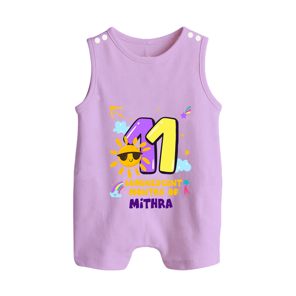 11th Month Baby Outfit | Personalized Romper Suit/ Sleeveless Romper for Newborn | Milestone Gift Idea - LILAC - 0 - 5 Months Old (Chest 18")