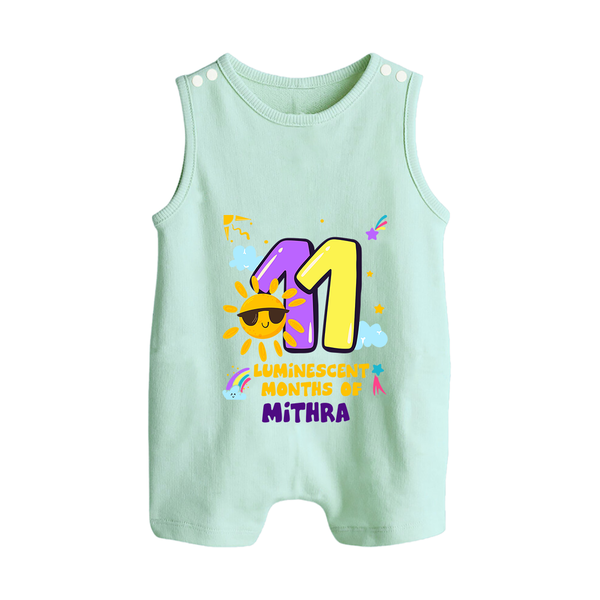 11th Month Baby Outfit | Personalized Romper Suit/ Sleeveless Romper for Newborn | Milestone Gift Idea - MINT GREEN - 0 - 5 Months Old (Chest 18")