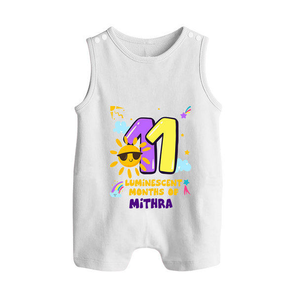 11th Month Baby Outfit | Personalized Romper Suit/ Sleeveless Romper for Newborn | Milestone Gift Idea - WHITE - 0 - 5 Months Old (Chest 18")