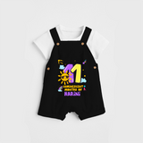 Celebrate The 11th Month Birthday Custom Dungaree set, Personalized with your Baby's name - BLACK - 0 - 5 Months Old (Chest 17")