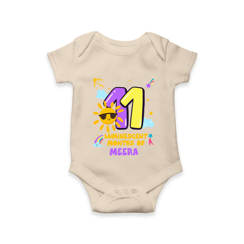 Mark Your BabyÕs 11-Month Celebration With Our Customized Baby Romper, Made For Joyful Celebrations - IVORY - 0 - 3 Months Old (Chest 16")