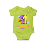 Celebrate The 11th Month Birthday Custom Romper, Personalized with your Little one's name - LIME GREEN - 0 - 3 Months Old (Chest 16")