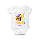 Celebrate The 11th Month Birthday Custom Romper, Personalized with your Little one's name - WHITE - 0 - 3 Months Old (Chest 16")