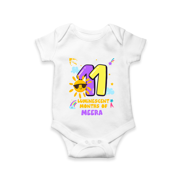 Mark Your BabyÕs 11-Month Celebration With Our Customized Baby Romper, Made For Joyful Celebrations - WHITE - 0 - 3 Months Old (Chest 16")