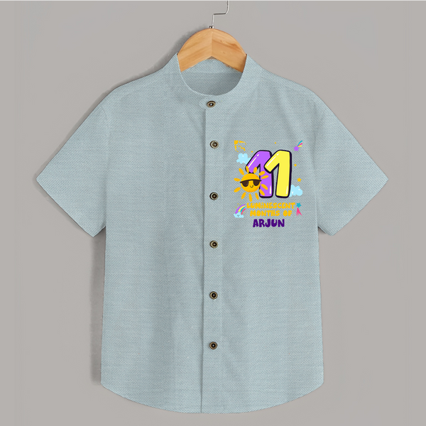 11th Month Baby Outfit | Personalized Shirt for Newborn | Milestone Gift Idea - ARCTIC BLUE - 0 - 6 Months Old (Chest 23")