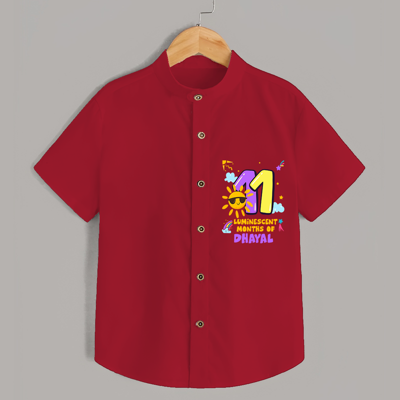 Celebrate The 11th Month Birthday Custom Shirt, Personalized with your Little one's name - RED - 0 - 6 Months Old (Chest 21")