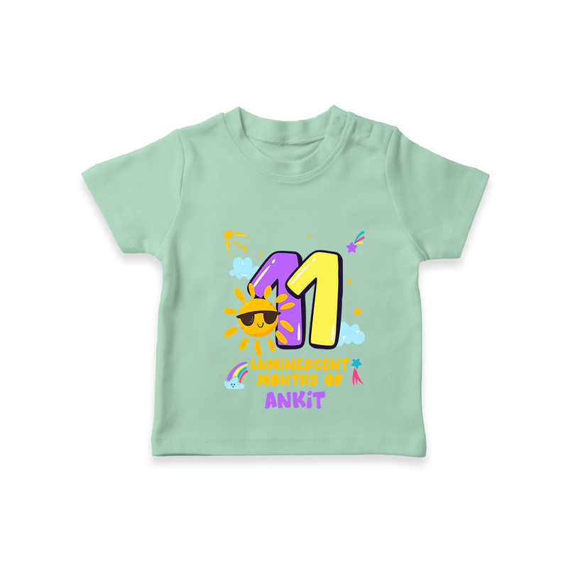 Celebrate The 11th Month Birthday with Personalized T-Shirt - MINT GREEN - 0 - 5 Months Old (Chest 17")