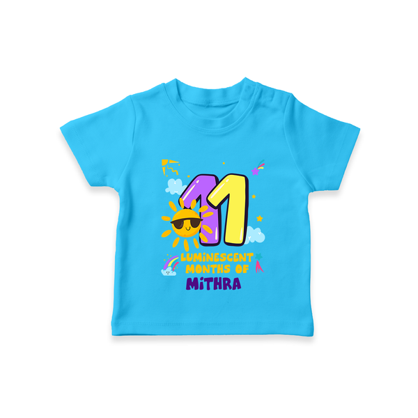 11th Month Baby Outfit | Personalized T-Shirt for Newborn | Milestone Gift Idea - SKY BLUE - 0-5 Months Old (Chest 17")