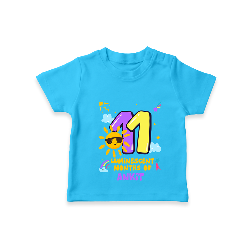 Celebrate The 11th Month Birthday with Personalized T-Shirt - SKY BLUE - 0 - 5 Months Old (Chest 17")