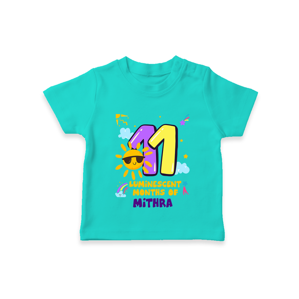 11th Month Baby Outfit | Personalized T-Shirt for Newborn | Milestone Gift Idea - TEAL - 0-5 Months Old (Chest 17")